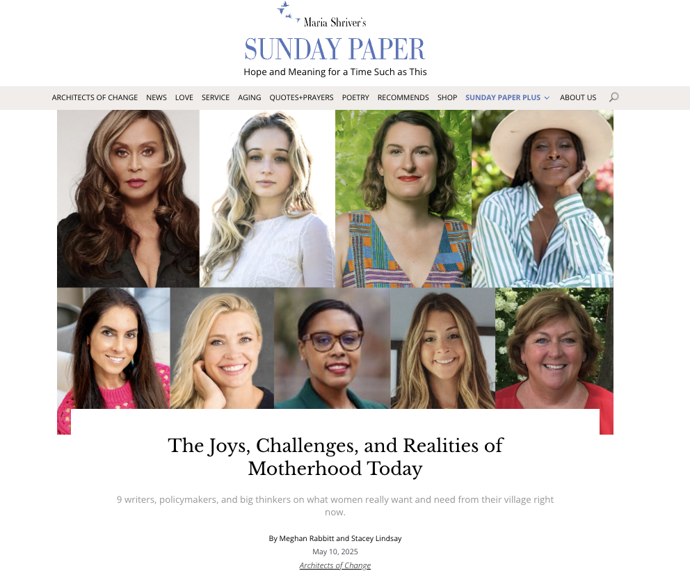 The Sunday Paper feature on motherhood today featuring Dr. Pensak